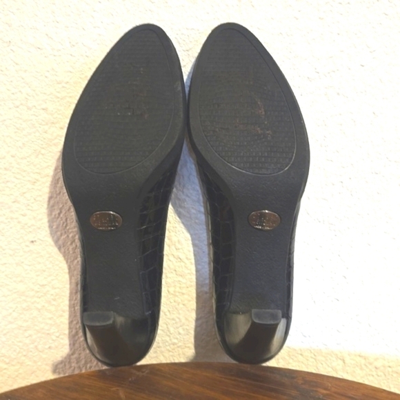 Stuart Weitzman Black Croc Embossed Neutral Luxury High Heels Sz.9 - Picture 8 of 10